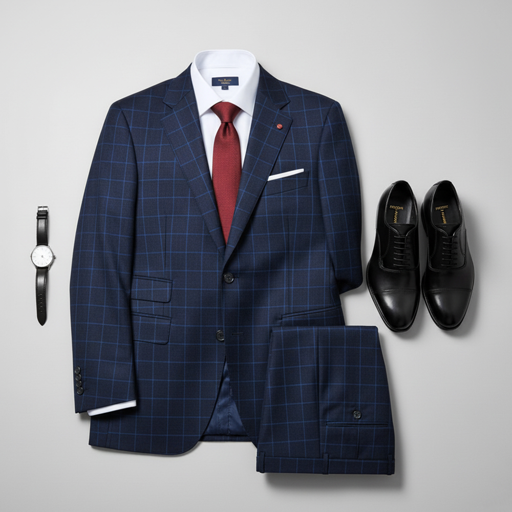 The Regent Cobalt Windowpane Suit