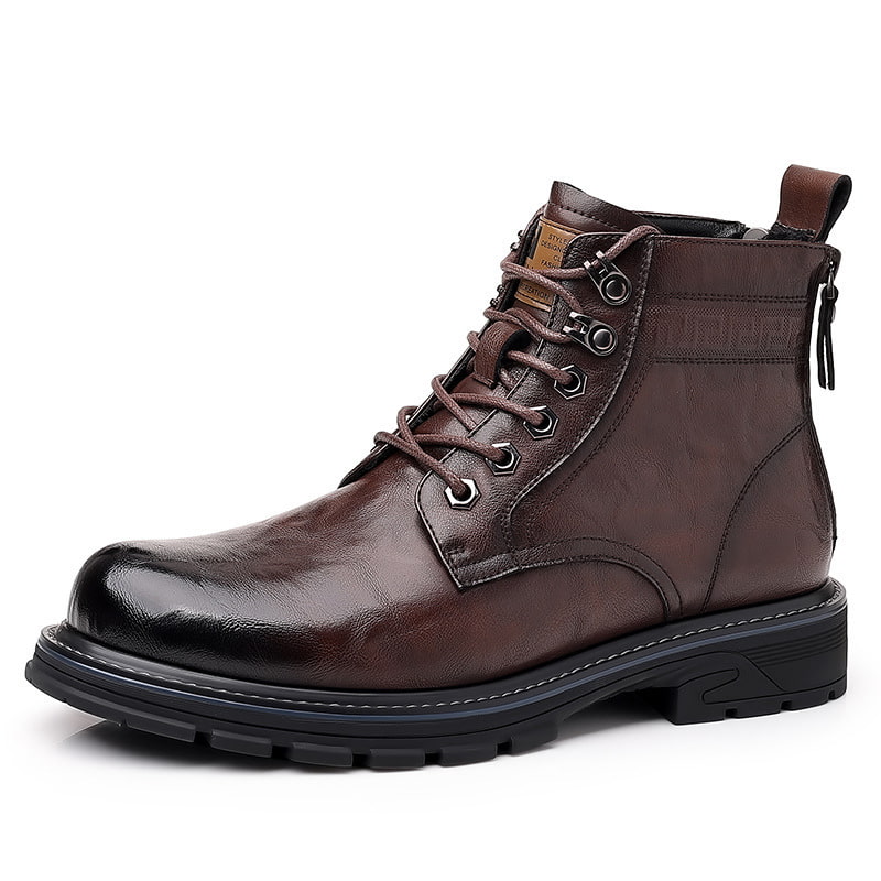 Winter Trend Zipper Tooling Martin Boot – Brown
